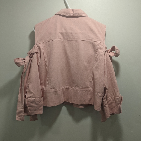 ASOS Cold Shoulder Pink Denim Jacket - Picture 3 of 4